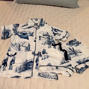 Katie Kime Après Ski Toile Pajama Shorts Set